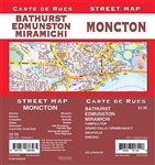 Moncton New Brunswick Street Map. Includes Moncton, Bathurst, Campellton, Dieppe, Edmunston, Grand Falls/Grand-Sault, Miramichi, Riverview, Sackville, Shediac, New Brunswick / Nouveau-Brunswick Overview Map. It shows transportation, boundaries, services,