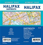 Halifax Street Map Includes Dartmouth, Bedford / Sackville, Grand Lake, Halifax Airport, Hammonds Plains, North Preston and adjoining communities, Downtown Halifax. It shows transportation, boundaries, services, culture centres, and road designations.