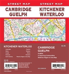 Kitchener, Waterloo Street Map Includes Cambridge, Elmira, Guelph, North Dumfries, Puslinch, Wilmont, Woolwich. It shows transportation, boundaries, services, culture centres, and road designations.