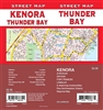 Kenora & Thunder Bay Detailed Street map. This map includes Atikokan, Dryden, Fort Frances, Geraldton, Ignace, International Falls, Kenora, Longlac, Sioux Lookout, Northwestern Ontario. It shows transportation, boundaries, services, culture centers, and r