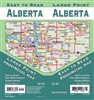 This easy to read Alberta Road Map showing towns and cities and highway numbers, with mileages, campgrounds and points of interest.  It also includes insets of major towns and cities, as well as an inset of the Northwest Territories.