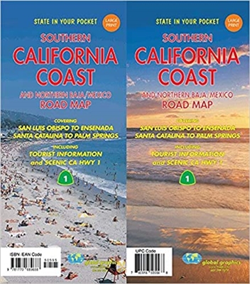 Southern California Coast.  This is an easy to read road map with freeways and thoroughfares and includes San Luis Obispo to Ensenada, as well as Santa Catalina to Palm Springs with tourist information.