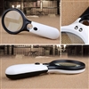 LED Handheld Magnifier 3X & 45X Zoom. This sturdy magnifier is perfect for seniors, and anyone who need s a bit of magnification. The three super bright LED lights really make it easy to read small print. Includes three AAA batteries. comfortable ergonomi