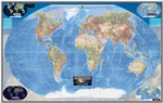 Modern World Wall Map - Large. Measuring 56" wide x 36" tall this map is a new and creative way to map the world. This map is designed for all ages. Is an excellent educational reference tool that shows the World in a new style. It's easily to read withou