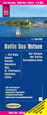 Baltic Sea travel map with details of cities. Includes the cities of Gdansk, Helsinki, Kobenhavn, Riga, St Petersburg, Stockholm add Tallinn. â€‹Reise Know How maps (world mapping project series) are easy to read, waterproof and highly durable travel maps