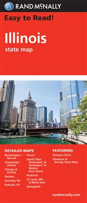 Illinois State Road Map. This easy to read map is a must have for anyone traveling in and around Illinois, offering unbeatable accuracy and reliability at a great price. Includes detailed maps of Bloomington / Normal, Champaign / Urbana, Chicago & Vicinit