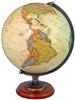 Adams 12 inch Executive World Globe - Illuminated. The Adams globe offers a distinguished look and features an illuminated antique ocean globe ball and a rich, walnut finished solid hardwood base. The die-cast antique plated semi-meridian perfectly comple