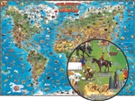 Illustrated Map of the World for Kids - Laminated. Children can explore all the adventures of the modern world from their bedrooms with this brand new, beautifully illustrated wall map. It features over 660 irresistible and colorful cartoon icons, cross-r