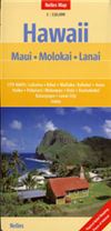 Hawaiian Islands of Maui Molokai Lanai travel map. This is a two sided map that has Maui on one side at 1:150,000 scale and the cities on Maui at 1:35,000 scale. The other side has Molokai and Lanai at 1:150,000 scale and the cities on these islands at 1: