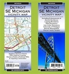 Detroit & SE Michigan Vicinity Map.  Communities Include Burton, Flint, Hillsdale, Jackson, Lansing, Monroe, Pontiac and Rochester Hills. Shows all Interstate, U.S., state, and county highways, along with clearly indicated parks, points of interest, airpo