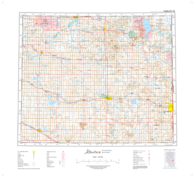 AB073E - VERMILION - Topographic Map. The Alberta 1:250,000 scale paper topographic map series is part of the Alberta Environment & Parks Map Series. They are also referred to as topo or topographical maps is very useful for providing an overview of a