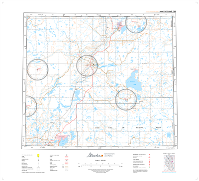 AB073M - WINEFRED LAKE - Topographic Map. The Alberta 1:250,000 scale paper topographic map series is part of the Alberta Environment & Parks Map Series. They are also referred to as topo or topographical maps is very useful for providing an overview of a