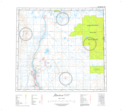 AB074E - BITUMOUNT - Topographic Map. The Alberta 1:250,000 scale paper topographic map series is part of the Alberta Environment & Parks Map Series. They are also referred to as topo or topographical maps is very useful for providing an overview of a