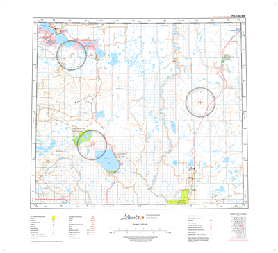 AB083P - PELICAN - Topographic Map. The Alberta 1:250,000 scale paper topographic map series is part of the Alberta Environment & Parks Map Series. They are also referred to as topo or topographical maps is very useful for providing an overview of an area