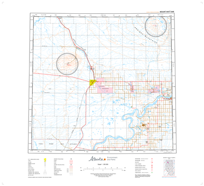 AB084K - MOUNT WATT - Topographic Map. The Alberta 1:250,000 scale paper topographic map series is part of the Alberta Environment & Parks Map Series. They are also referred to as topo or topographical maps is very useful for providing an overview of an a