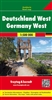Germany West Travel & Road Map has index booklet that shows city center maps for Aachen, Bremen, Dortmund, Frankfurt, Karlsruhe, Koln and Stuttgart. It covers Nederland, Niedersachsen, Nordrhein, Belgique, Hessen, Rheinland, Pfalz, Saarland and Luxembourg