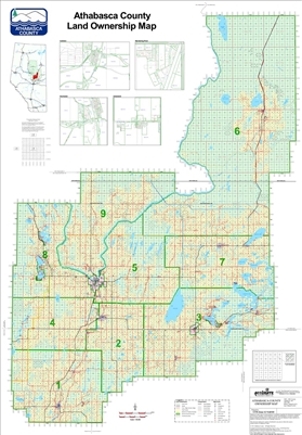Athabasca County Landowner map - County 12. County and Municipal District (MD) maps show surface land ownership with each 1/4 section labeled with the owners name. Also shown by color are these land types - Crown (government), Freehold (private) and Crown