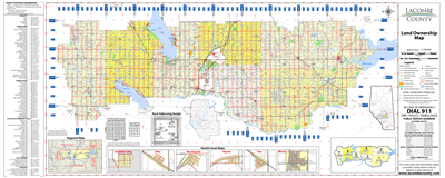 Lacombe County Landowner map - County 14. County and Municipal District (MD) maps show surface land ownership with each 1/4 section labeled with the owners name. Also shown by color are these land types - Crown (government), Freehold (private) and Crown L