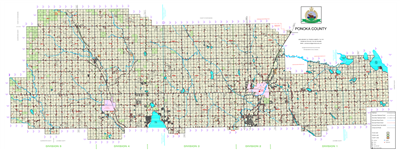 Ponoka County Landowner map - County 3. County and Municipal District (MD) maps show surface land ownership with each 1/4 section labeled with the owners name. Also shown by color are these land types - Crown (government), Freehold (private) and Crown Lea