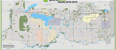 Parkland County Landownership map - C31. County and Municipal District (MD) maps show surface land ownership with each 1/4 section labeled with the owners name. Also shown by color are these land types - Crown (government), Freehold (private) and Crown Le