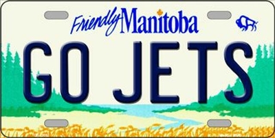 Go Winnipeg Jets - Friendly Manitoba Metal License Plate. Heavy duty metal that can go on the front of the car or in your man cave. This 6" x 12" automotive high gloss metal license plate tag is made of the highest quality aluminum for a weather resistant