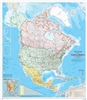 North America Natural Resources Canada Wall Map. The map is a general reference map giving detailed coverage of populated places, transportation routes and the drainage network. Land areas are colored to represent individual countries and dependencies