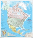 North America Natural Resources Canada Wall Map. The map is a general reference map giving detailed coverage of populated places, transportation routes and the drainage network. Land areas are colored to represent individual countries and dependencies