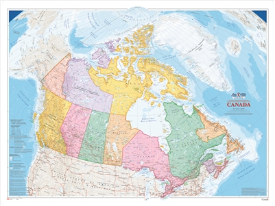 Canada Political Natural Resources wall map - XL. The largest of the Atlas of Canada wall maps, this colorful edition features several significant information updates. Approximately 150 place names have been added or renamed, particularly in northern and