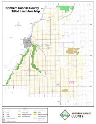 Northern Sunrise Municipal District Landownership map MD 131. County and Municipal District (MD) maps show surface land ownership with each 1/4 section labeled with the owners name. Also shown by color are these land types - Crown (government), Freehold