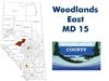 Woodlands - Municipal District 15 East Land Ownership Map. County and Municipal District (MD) maps show surface land ownership with each 1/4 section labeled with the owners name. Also shown by color are these land types - Crown (government), Freehold (pri