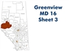 Greenview MD 16 Landowner map - Sheet 3 Grovedale. County and Municipal District (MD) maps show surface land ownership with each 1/4 section labeled with the owners name. Also shown by color are these land types - Crown (government), Freehold (private)