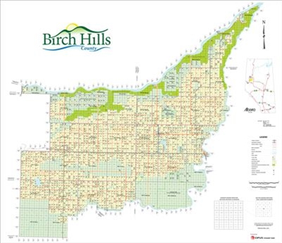 Birch Hills Municipal District Landowner map - MD 19. County and Municipal District (MD) maps show surface land ownership with each 1/4 section labeled with the owners name. Also shown by color are these land types - Crown (government), Freehold (private)