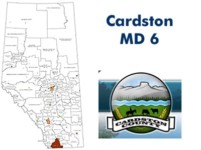 Cardston Municipal District Landowner map - MD 6. County and Municipal District (MD) maps show surface land ownership with each 1/4 section labeled with the owners name. Also shown by color are these land types - Crown (government), Freehold (private) and
