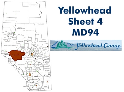 Yellowhead Municipal District 94 Map - Cadomin. County and Municipal District (MD) maps show surface land ownership with each 1/4 section labeled with the owners name. Also shown by color are these land types - Crown (government), Freehold (private) and C