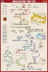 ROMAN EMPIRE / BYZANTINE EMPIRE.  This sturdy 24x36" wallchart includes a Timeline of the Roman Empire and a family tree of Roman emperors from Augustus Caesar (27 BCE) to Justinian the Great (565 CE), color-coded by dynasty. Also listed are the kings of
