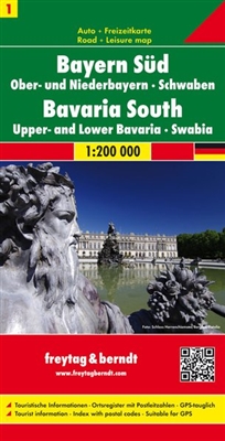 Southern Bavaria Germany Travel & Road Map. This map includes Upper & Lower Barvaria and Swabia. Freytag & Berndt road maps are available for many countries and regions worldwide. In addition to the clear design, and shaded relief these road maps have a l