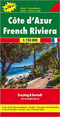 The French Riviera - France Travel & Road Map. Freytag & Berndt road maps are available for many countries and regions worldwide. In addition to the clear design, and shaded relief these road maps have a lot of additional information such as roads, sights