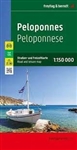 Peloponnes Detailed Travel & Road map. The Peloponnese is a beautiful and historically rich region of Greece, known for its stunning landscapes, charming towns, and important historical sites. Be sure to visit Ancient Olympia, Nafplio, Diros Caves, Monemv
