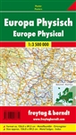 Europe Physical Travel & Road Map. A physical map of Europe can be a valuable tool for navigating the continent, especially if you are traveling by car or on foot. This map showcases the terrain, borders, distances, natural features and the orientation. P