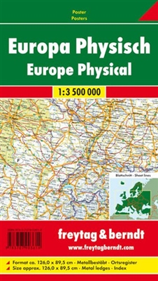 Europe Physical Travel & Road Map. A physical map of Europe can be a valuable tool for navigating the continent, especially if you are traveling by car or on foot. This map showcases the terrain, borders, distances, natural features and the orientation. P