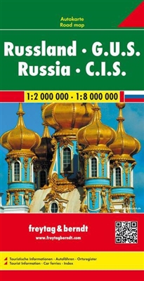 Russia Ukraine Belarus & Baltic States Regional Road Map. A hard-backed road map of European Russia, Ukraine, Belarus, and Baltic States; overview map (1:8,000,000) of former Soviet Union (1:8,000,000) on reverse. Indexed, with tourist info, and car ferry