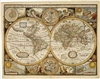 World Antique Wall Map - 1651 reproduction. This is an excellent antique style wall map of the world. It is a reprint of a 1651 original drawing. It includes antique style cartography, Northern and Southern celestial star charts, diagrams of the eclipse o