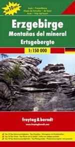 Erzgebirge Germany Travel and Road Map. Also referred to as the Ore Mountains. Freytag and Berndt maps are some of the nicest maps available. They are extremely detailed with great color and most of the maps have beautiful relief shading. This map include