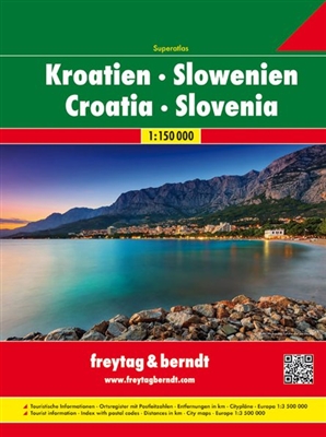 Croatia Slovenia Super Atlas with Europe. This is a coil bound atlas of Croatia and Slovenia. Includes tourist information, index with postal codes, city maps and distances in kilometers. City coverage for Croatia includes Dubrovnik, Pula, Slavonskibrod,