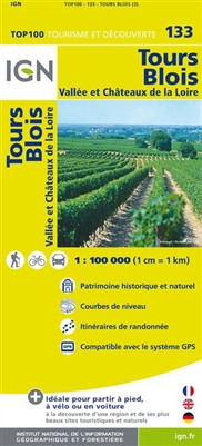 Tours Blois Touring & Travel map - Northern France. Originally designed for cyclists, this map will appeal to anyone who wants to explore their holiday area of France in detail by walking, cycling or by car. The map is clear, precise and practical. Featur