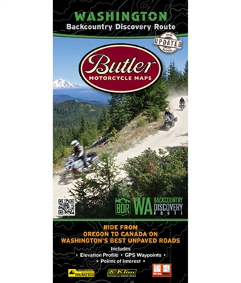 Washington Backcountry Discovery Route Motorcycle with unpaved roads. This backroad motorcycle map shows the 575-mile route that thoroughly explores the Cascade Mountains beginning in Stevenson, WA and making it to the Canadian border at Night Hawk.