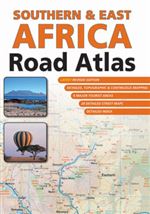 Southern & Eastern Africa Travel Road Atlas. Countries covered include Angola, Botswana, Democratic Republic of the Congo, Kenya, Malawi, Mozambique, Namibia, South Africa, Tanzania, Zambia, Zimbabwe, Lesotho, Swaziland, Uganda, Burundi, Rwanda. This road