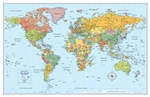 The Political World Wall Map by Rand McNally is a powerful tool that provides a comprehensive and accurate depiction of the world's political boundaries. Utilizing the Gall Stereographic projection, this map presents countries and continents in a way that