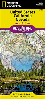 USA California & Nevada Adventure Map. California and Nevada contain Yosemite and Sequoia & Kings Canyon National Parks, Death Valley and the Mohave Desert, the Sierra Nevada Mountains, Lake Tahoe, and dozens of magnificent National Monuments, Forests, an