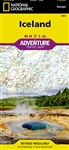 National Geographic Iceland Adventure Map. Icelands western half is shown on the front side of the map including the cities of Reykjavik, Hafnarfjordur, Kopavogur, Gardabaer, Mossfellsbaer, Keflavik, Borgarnes, Stykkisholmur, and Siglufjordur. The reverse